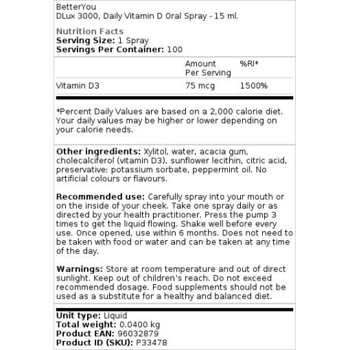 Daily Vitamin D Oral Spray - 15 ml.