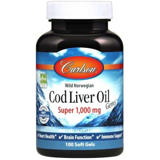 Carlson Labs - Wild Norwegian Cod Liver Oil Gems 1000mg - 100 softgels