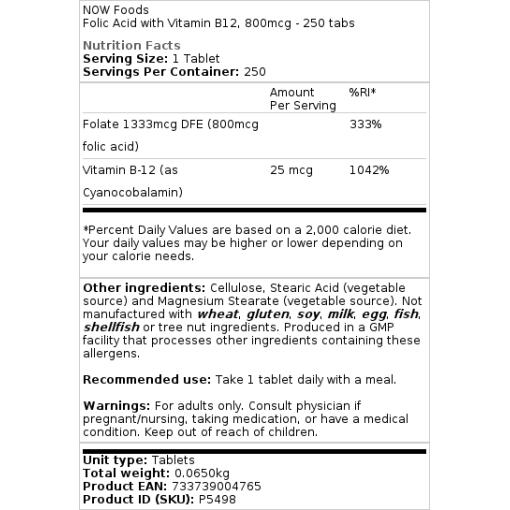 800mcg - 250 tabs