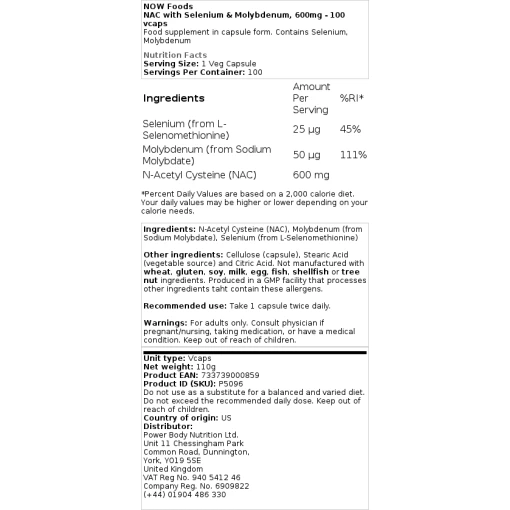NOW Foods - NAC with Selenium & Molybdenum