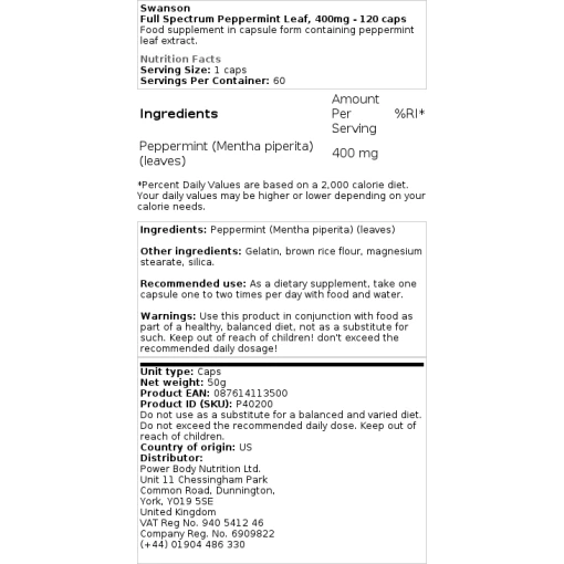 Swanson - Full Spectrum Peppermint Leaf