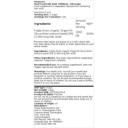 Swanson - Real Food Folic Acid