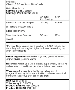 Swanson - Vitamin E & Selenium 90 softgels