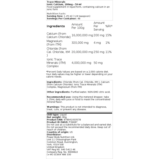 Trace Minerals - Ionic Calcium