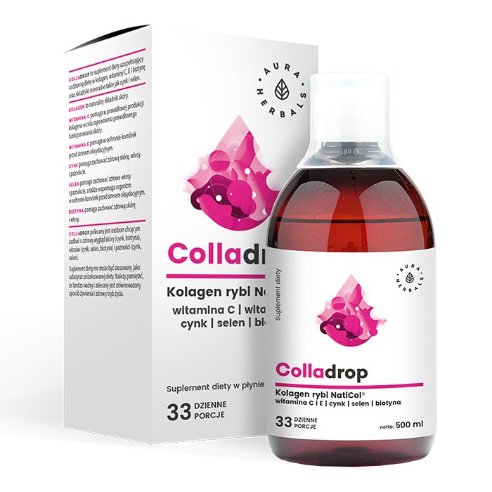 Aura Herbals - Colladrop, Vloeibaar Vis Collageen + Vitamine C (500 ml)