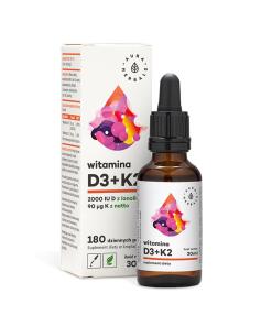 Vitamine D3 AURA HERBALS, 2000 UI + K2 (30 ml / 1 fl. oz.)