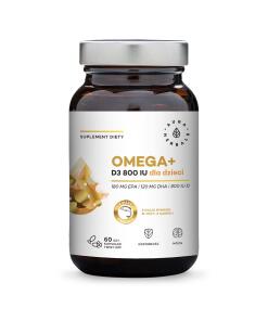 AURA HERBALS Oméga+ Vitamine D3 800 UI pour enfants (60 capsules à ouverture facile)