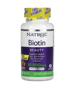 Biotine à dissolution rapide, 10000mcg (fraise) - 60 comprimés