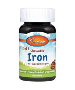 Carlson Labs - Kinderen Kauwtabletten IJzer, 15 mg Aardbeiensmaak - 60 Tabletten