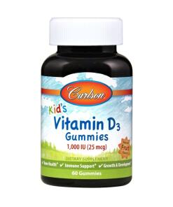 Gummies de vitamine D3 pour enfants, 1000 UI fruits naturels - 60 gummies