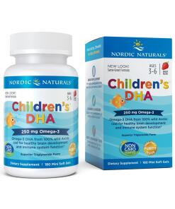 DHA pour enfants, 250mg d'Oméga-3 à la fraise - 180 mini gélules souples