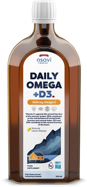 Oméga quotidien + D3, 1600mg d'Oméga 3 (citron naturel) - 500 ml