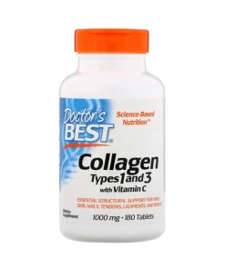 Collagène de types 1 et 3 avec vitamine C, 1000mg - 180 comprimés