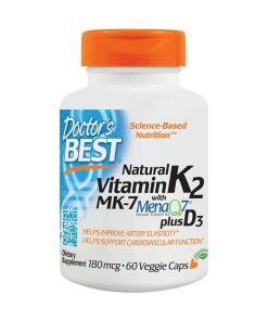 Doctor's Best - Natuurlijke Vitamine K2 MK7 met MenaQ7 plus D3, 180mcg - 60 capsules