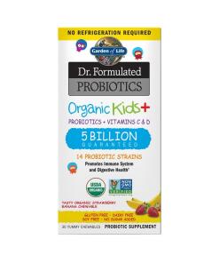Garden of Life - Dr. Geformuleerde Probiotica Biologisch voor Kinderen+, Aardbei Banaan - 30 kauwtabletten