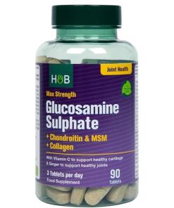 Holland & Barrett - Glucosaminesulfaat van maximale sterkte + Chondroïtine & MSM + Collageen - 90 tabletten