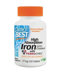 Doctor's Best - Hoogopneembaar IJzer, 27 mg - 120 Tabletten