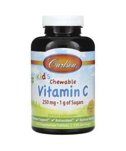 Vitamine C à croquer pour enfants, 250mg Tangerine Naturelle - 120 comprimés végétariens