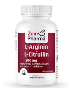 Zein Pharma - L-Arginine + L-Citrulline, 500 mg - 90 gélules