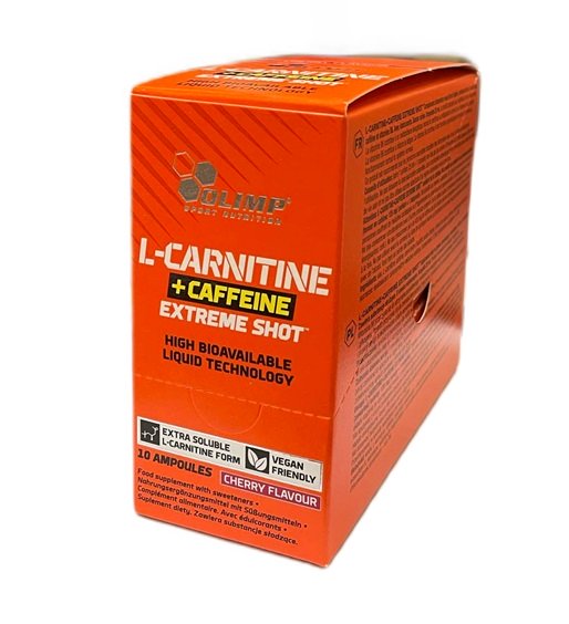 Olimp Nutrition - L-Carnitine + Cafeïne Extreme Shot, Kers - 10 x 25 ml