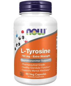 NOW Foods - L-Tyrosine, Extra Sterkte 750 mg - 90 vegetarische capsules