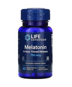 Life Extension - Melatonine met 6-uur vertraagde afgifte, 750 mcg - 60 vegetarische tabletten