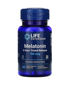 Mélatonine 6 Hour Timed Release, 750mcg - 60 comprimés végétariens