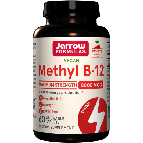 Jarrow Formulas - Methyl B-12, 5000 mcg, Kersensmaak - 60 kauwtabletten