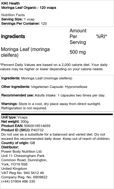 Moringa Leaf Bio - 120 vcaps – Image 2