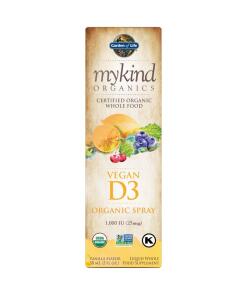 Spray D3 Bio Végétalien Mykind Organics, 1000 UI (Vanille) - 58 ml