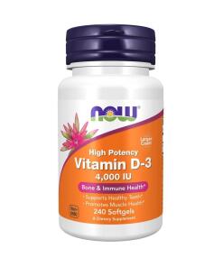 Vitamine D3 4000 UI de NOW FOODS (240 capsules molles)