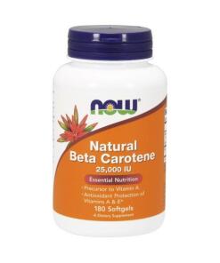 NOW Foods - Natuurlijk Beta-Caroteen, 25.000 IE - 180 Zachte Capsules