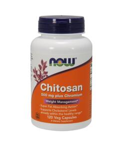 NOW Foods - Chitosan, 500 mg plus Chroom - 120 vegetarische capsules