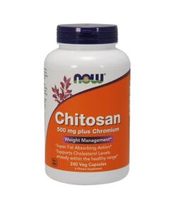 NOW Foods - Chitosan, 500 mg plus Chroom - 240 vegetarische capsules