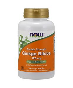 NOW Foods - Ginkgo Biloba Dubbele Sterkte, 120 mg - 100 Veganistische Capsules