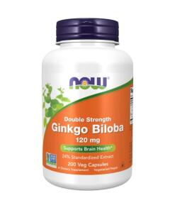 NOW Foods - Ginkgo Biloba Dubbele Sterkte, 120 mg - 200 Veganistische Capsules