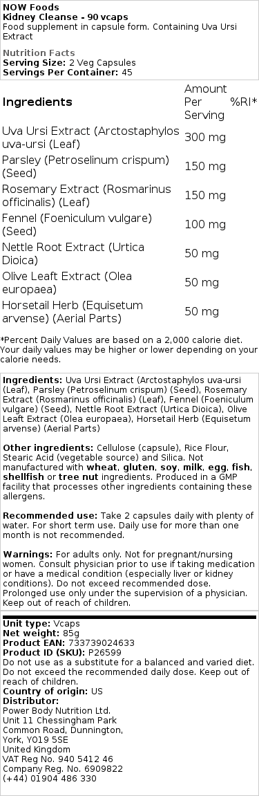 NOW Foods - Niervernieuwing - 90 Veganistische Capsules - Afbeelding 2