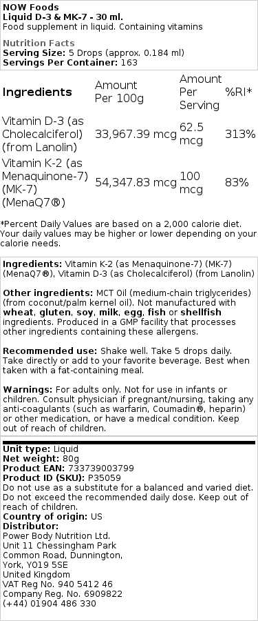 Liquid D-3 & MK-7 - 30 ml. – Image 2