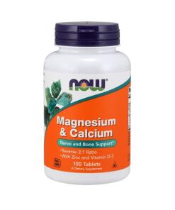 NOW Foods - Magnesium & Calcium met Zink en Vitamine D - 100 tabletten