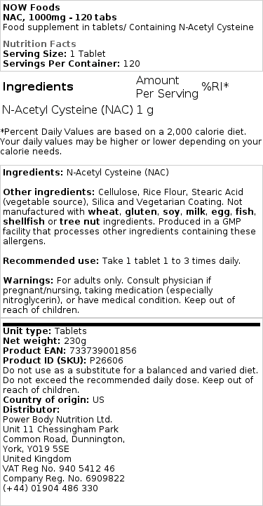 NOW Foods - NAC, 1000 mg - 120 tabletten - Afbeelding 2