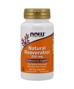 NOW Foods - Natuurlijk Resveratrol met Rode Wijn Extract, 200 mg - 60 Veganistische Capsules
