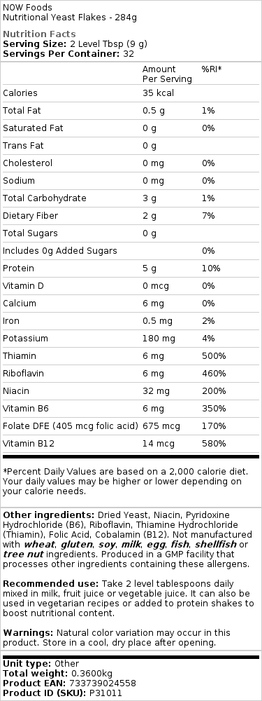 NOW Foods - Voedingsgistvlokken - 284g - Afbeelding 2