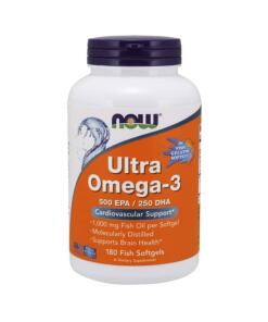 Ultra Oméga-3 (dans des gélules de gélatine de poisson) - 180 gélules de poisson