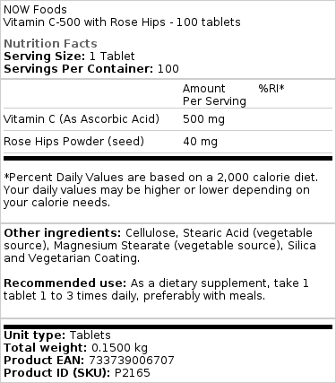Vitamine C-500 avec cynorhodon - 100 comprimés – Image 2