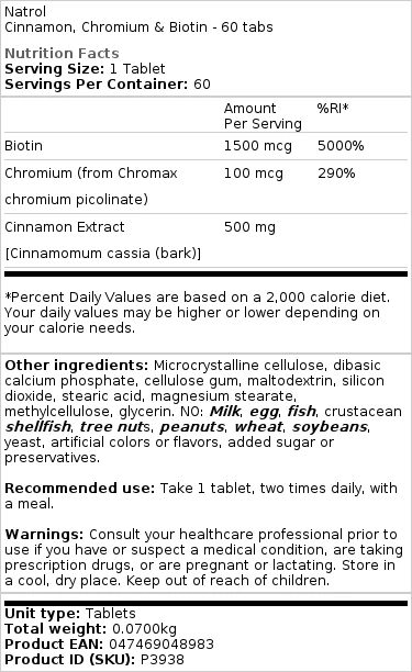 Cannelle, Chrome et Biotine - 60 comprimés – Image 2