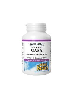 Natural Factors - 100% Natuurlijke GABA 100 mg (60 kauwtabletten, tropisch fruit)