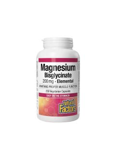 Facteurs naturels Bisglycinate de magnésium pur 200 mg (250 capsules)