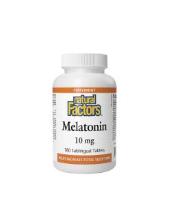 Facteurs naturels Mélatonine 10 mg (180 comprimés, menthe poivrée)