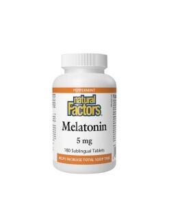 Natural Factors - Melatonine 5 mg (180 tabletten, pepermuntsmaak)