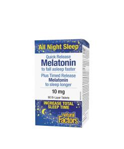 Natural Factors - Melatonine met Snelle Afgifte en Gereguleerde Afgifte 10 mg (90 Tabletten)